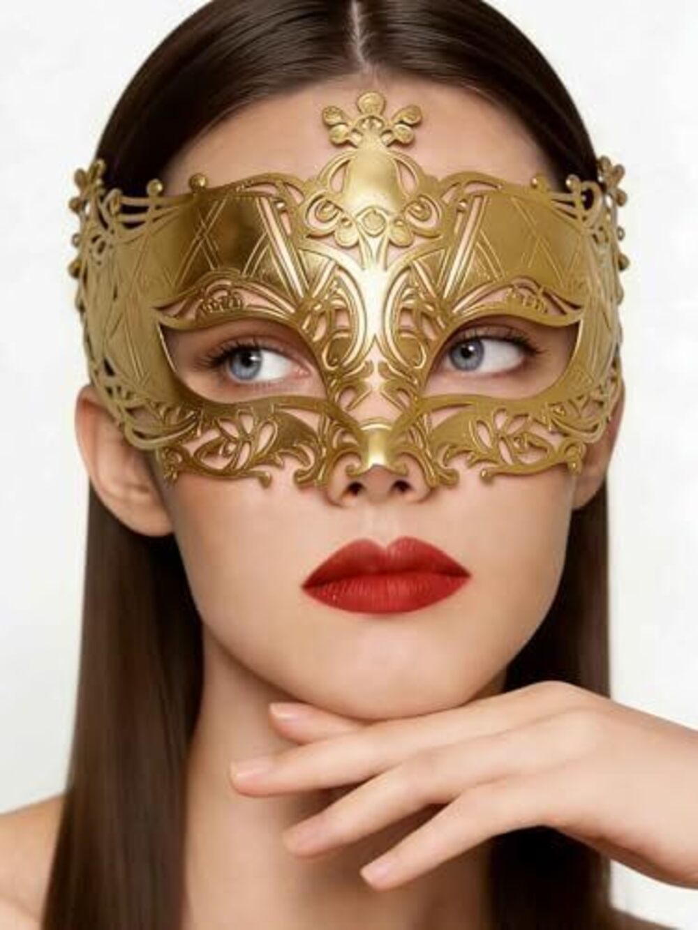6563 Black Venetian Mask Fox Masquerade Party Ball Eye Carnival Masks Gold